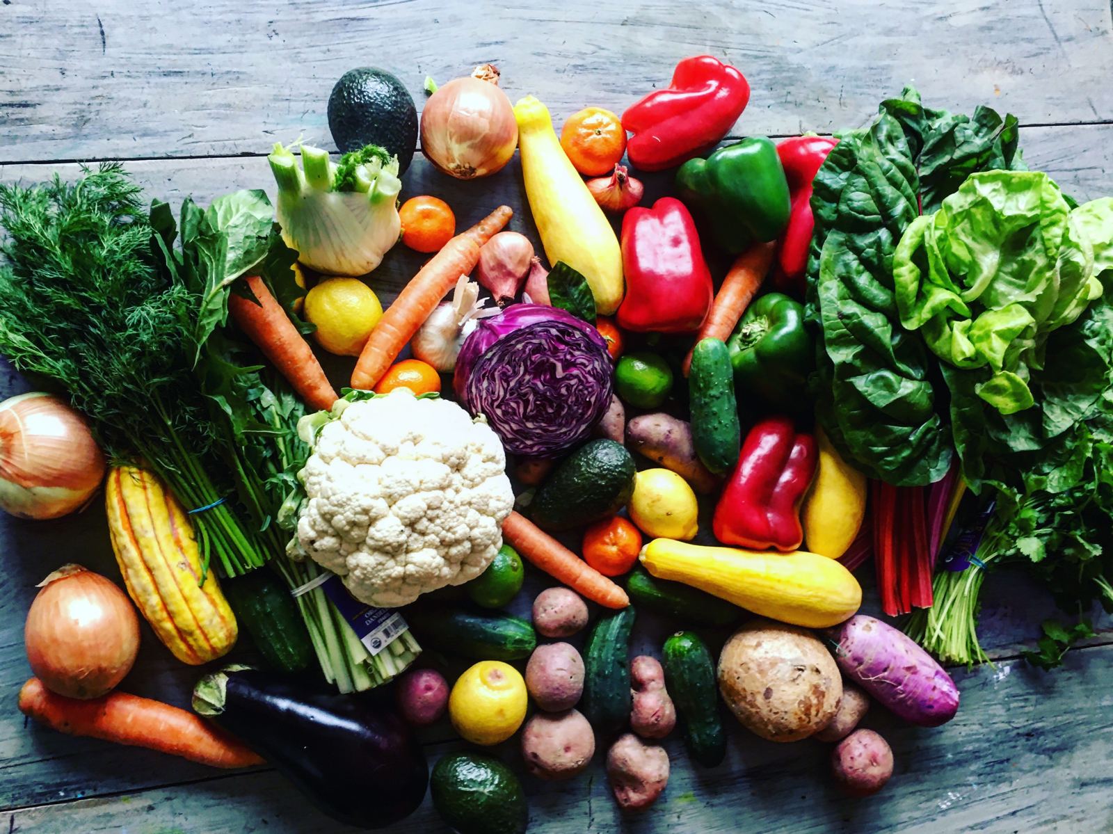 Vegetables laid out on Dahlia's table